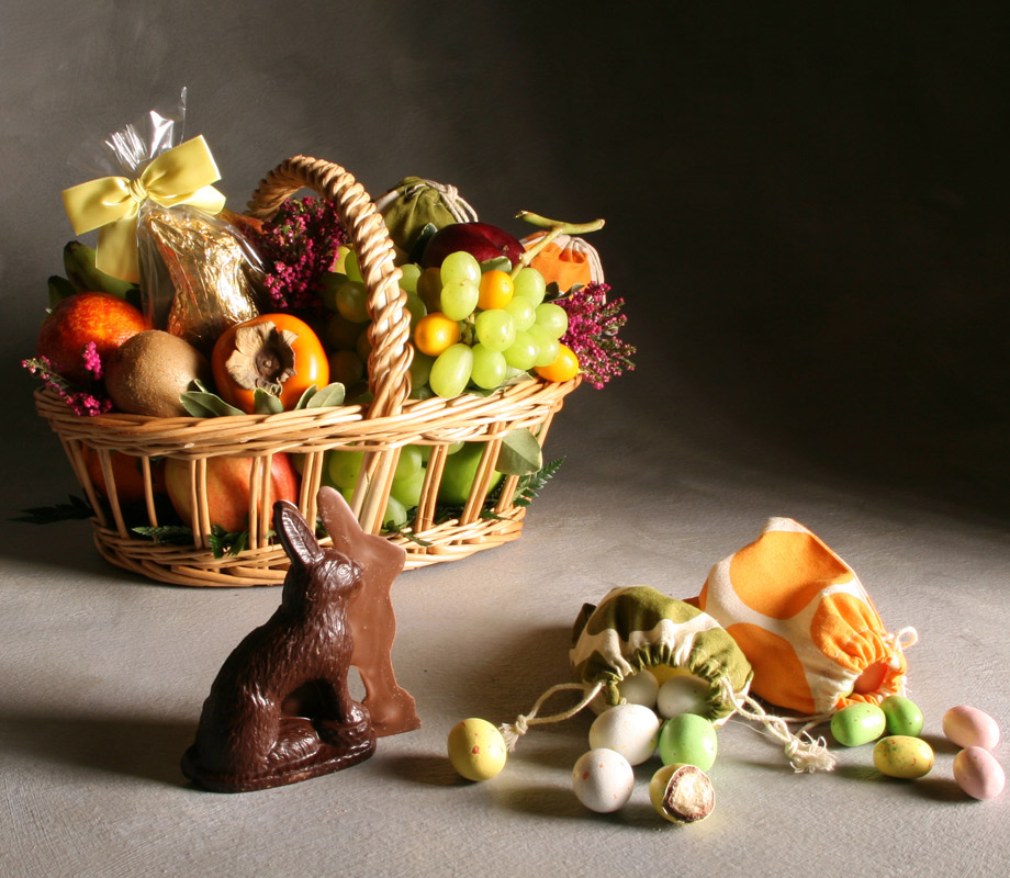 Easter Basket with Chocolate Rabbit